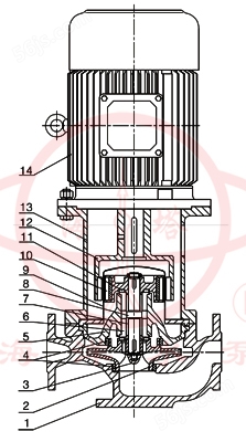 CQB-L立式管道磁力化工泵结构示意图