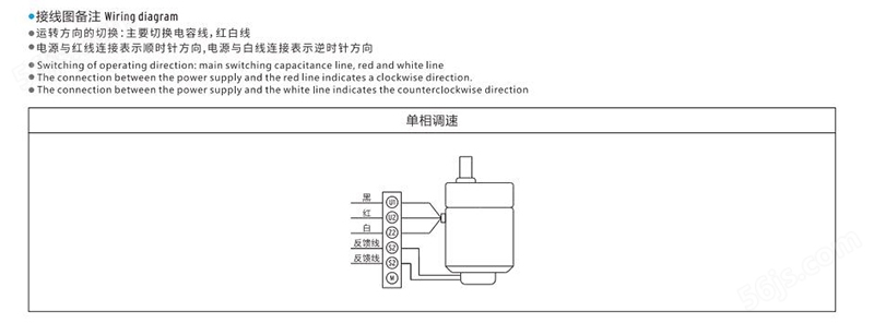40W90mm微型调速电机单相调速安装接线图